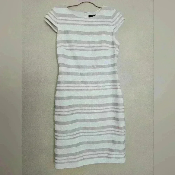 J Crew Double Stripe Cap Sleeve DressPink & lvory - Picture 1 of 12